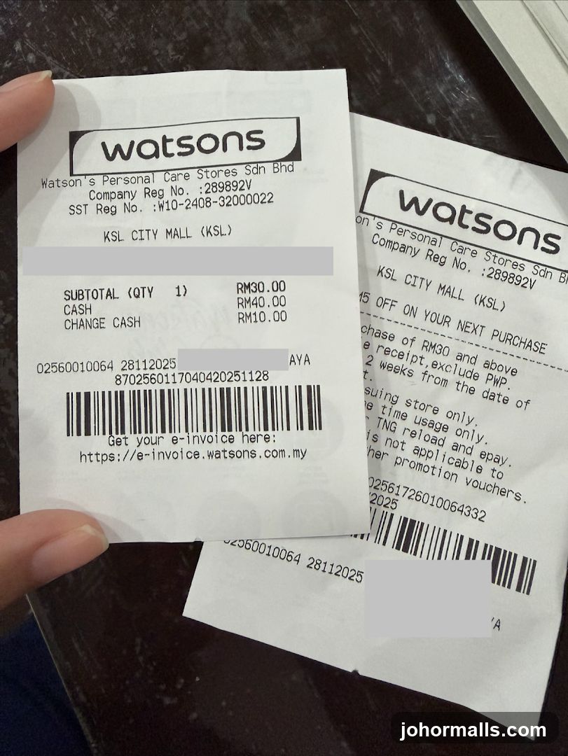 Watsons Receipts