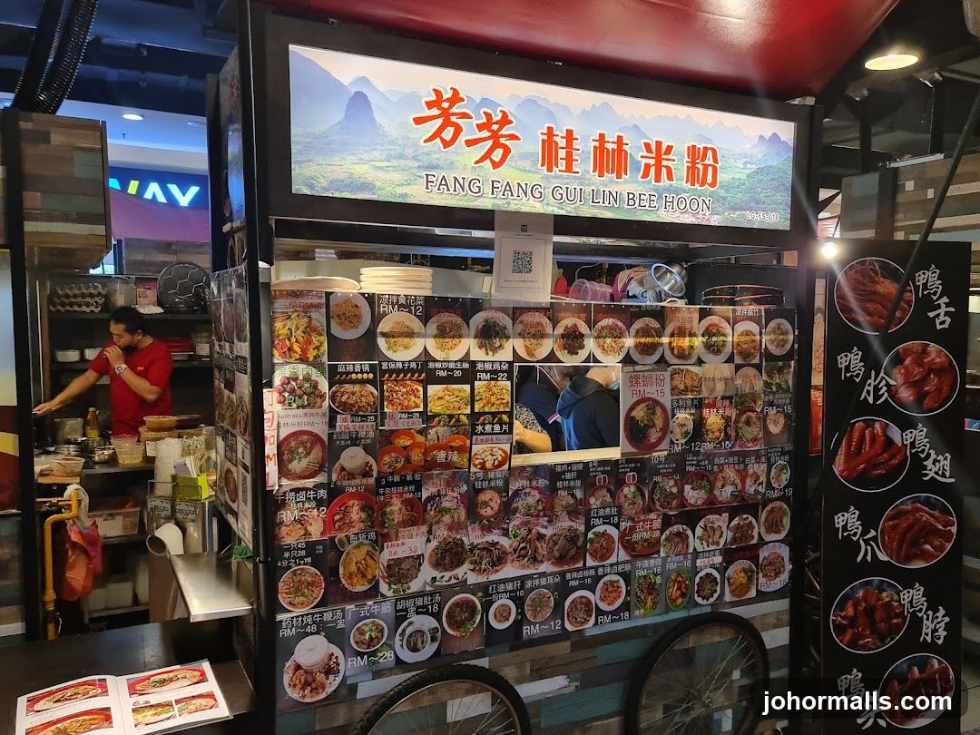 Food stall with menu and food pictures