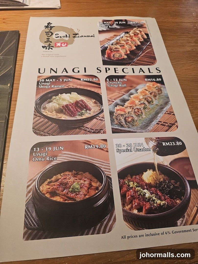 Sushi Zanmai Unagi Specials