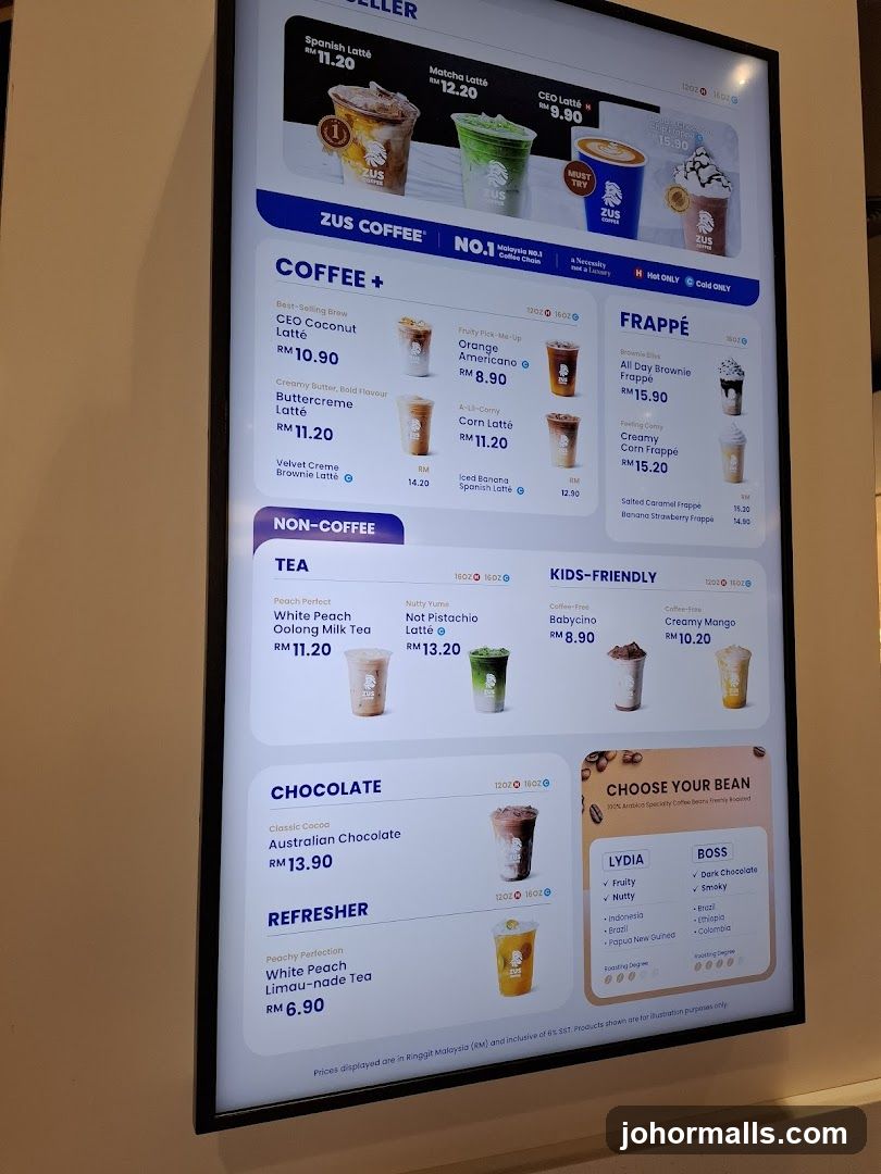 ZUS COFFEE Menu