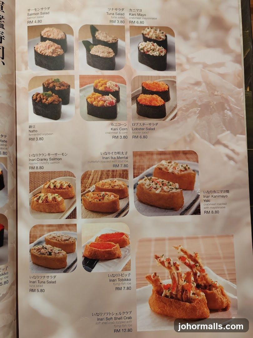 Japanese Sushi and Inari Menu
