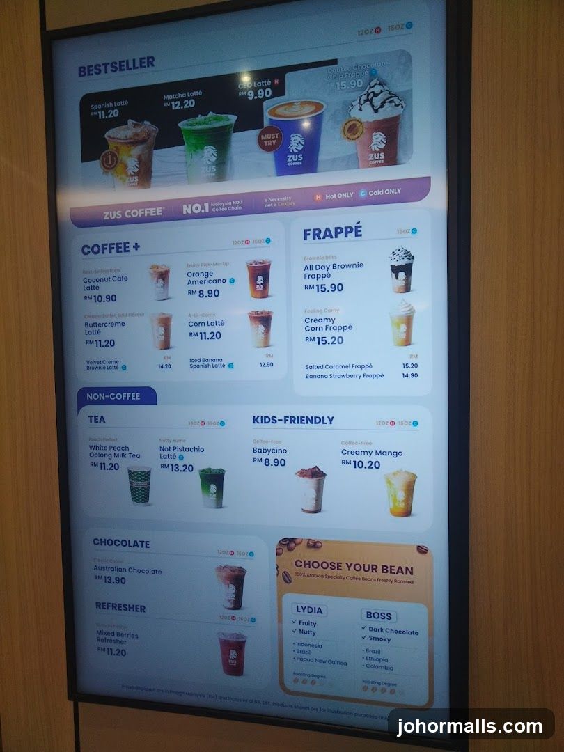 ZUS COFFEE Menu
