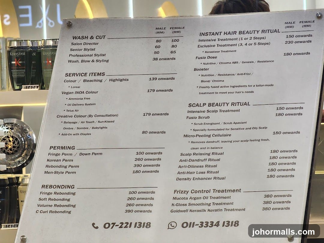Hair Salon Price List