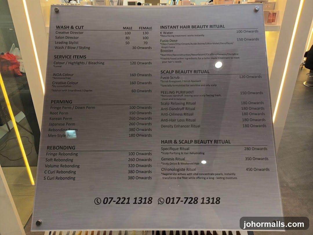 Hair Salon Price List