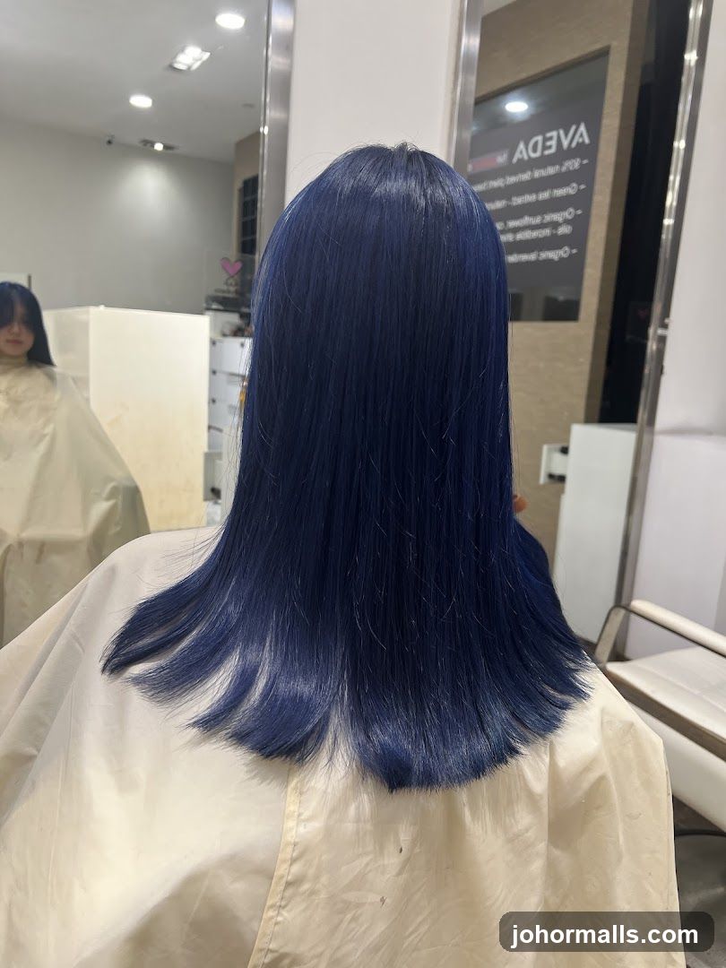 Woman with Blue Hair in Salon