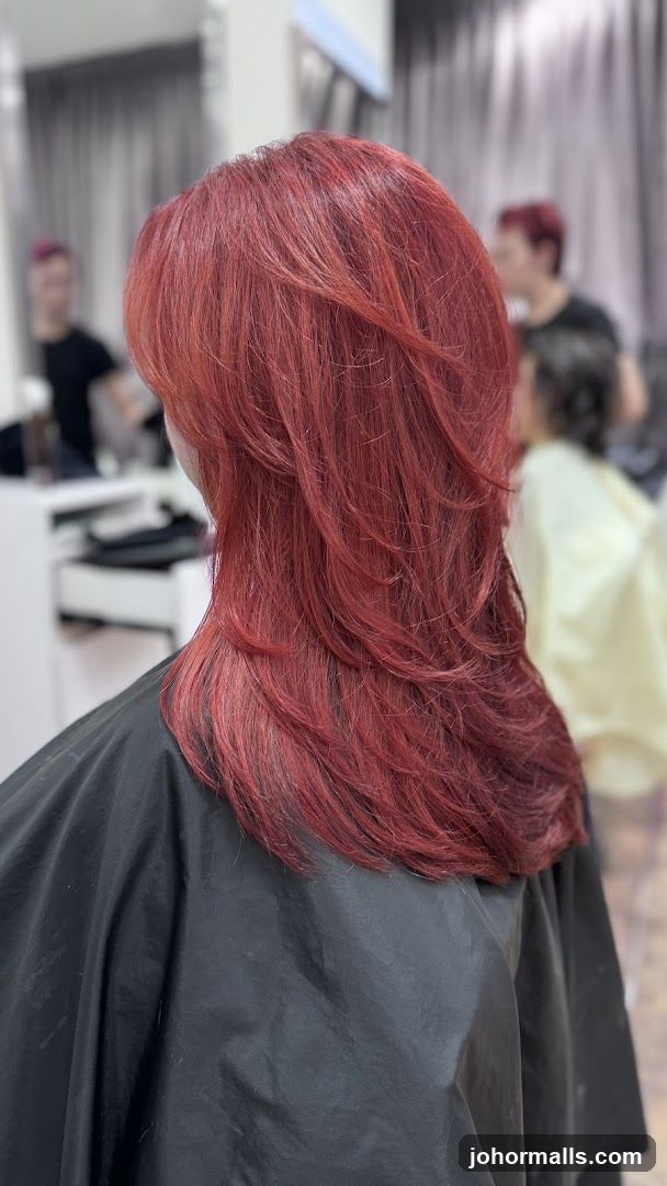 Woman with red hair in a salon