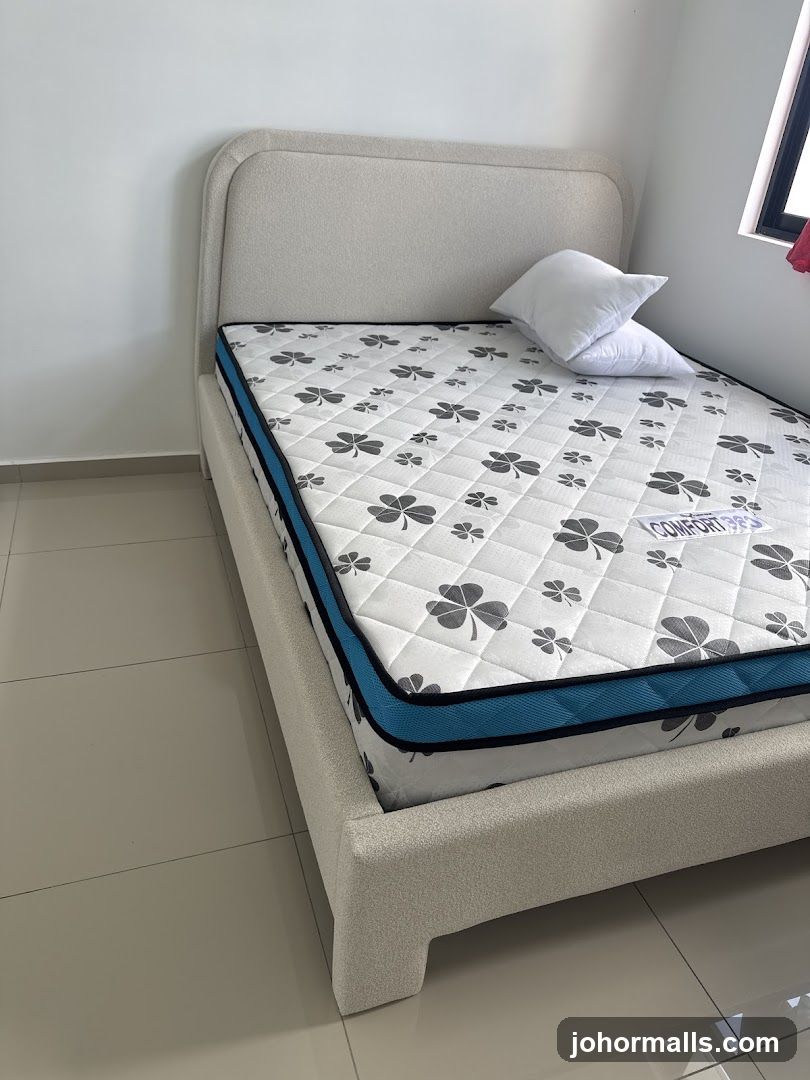 Bed with Mattress and Pillows