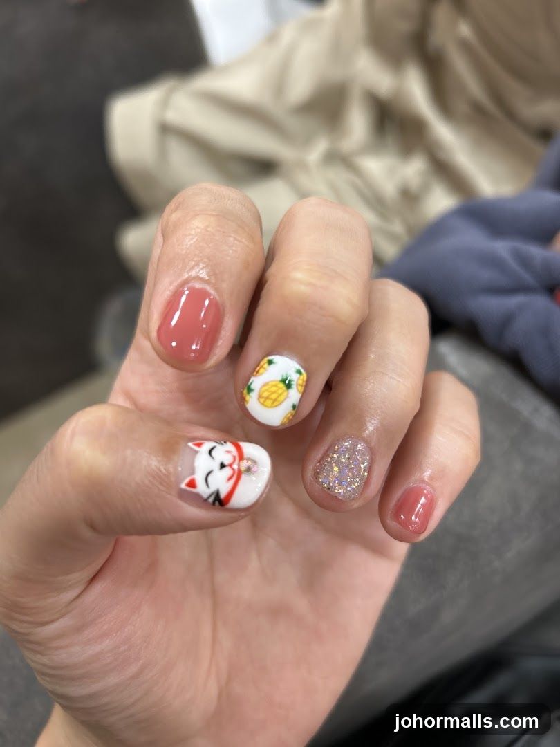 Manicured Hand with Themed Nails