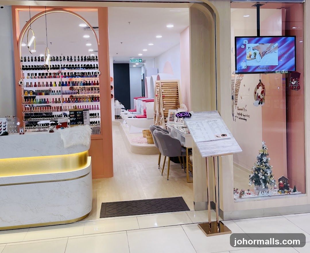Nail Salon Interior with Display and Menu