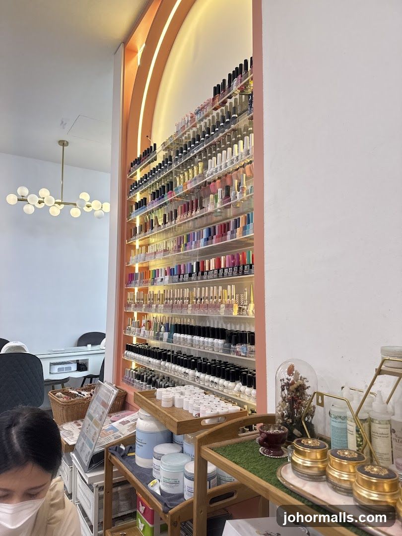 Nail Salon Interior with Polish Display