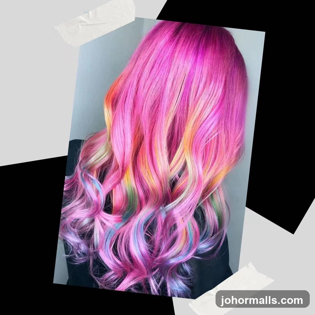 Vibrant Pink and Rainbow Hair