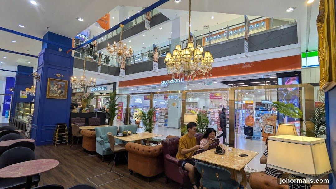 Interior of a shopping mall cafe area