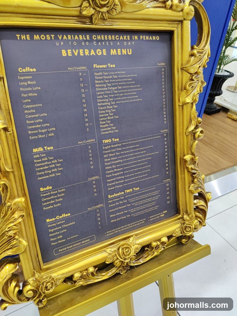 Beverage Menu at a Penang Shop