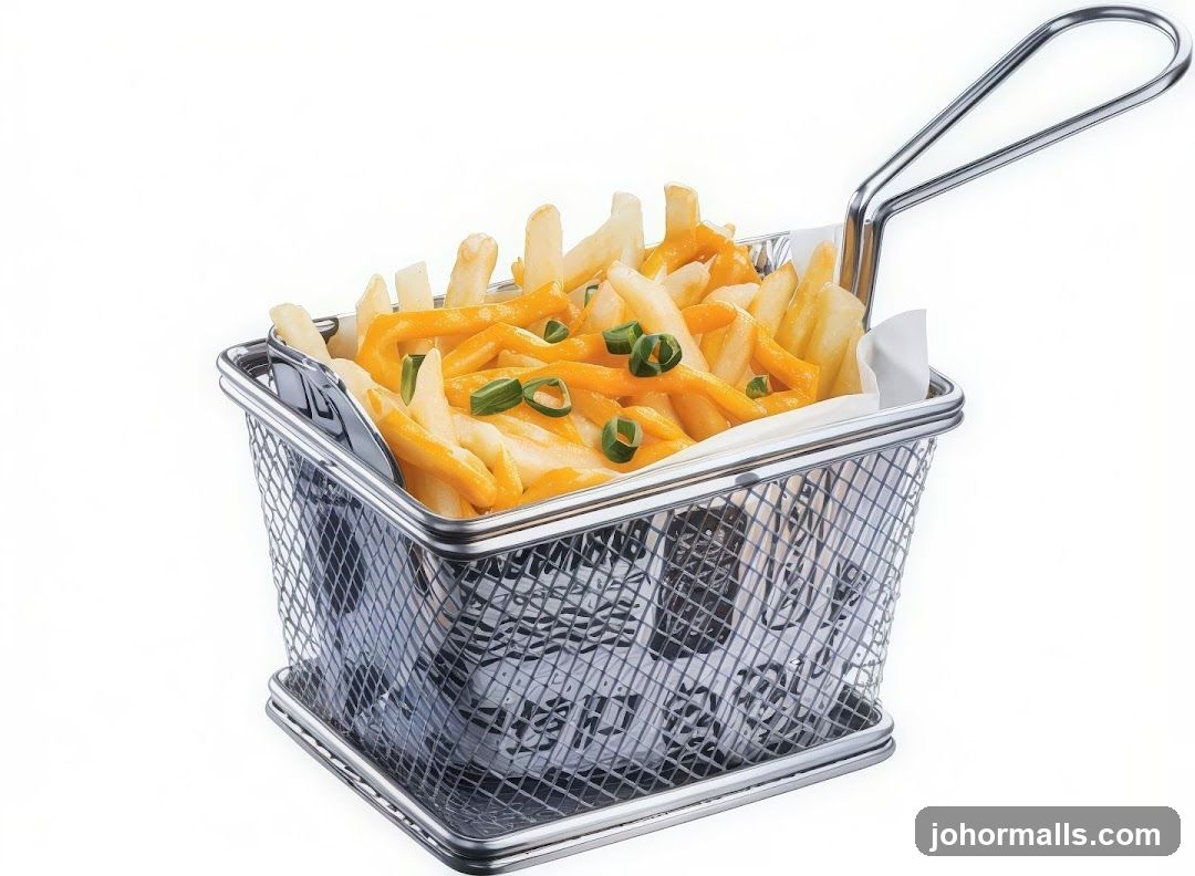 Fries in metal basket