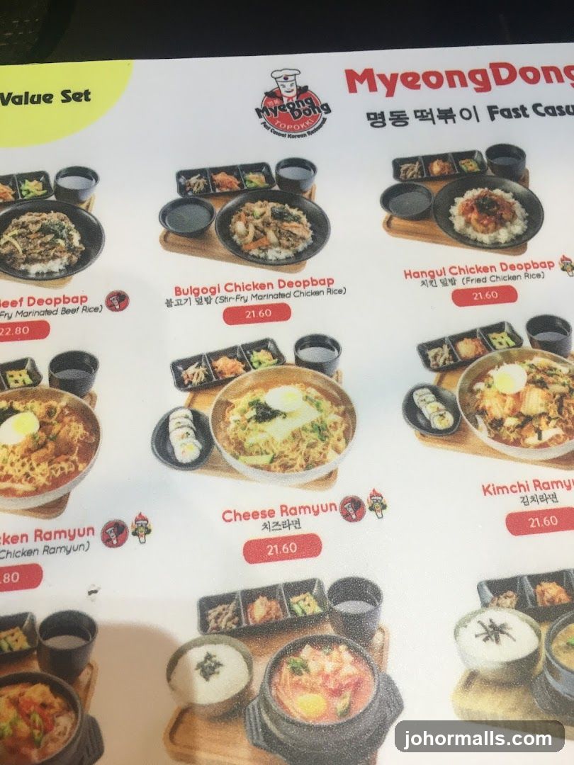 MyeongDong Fast Casual Menu
