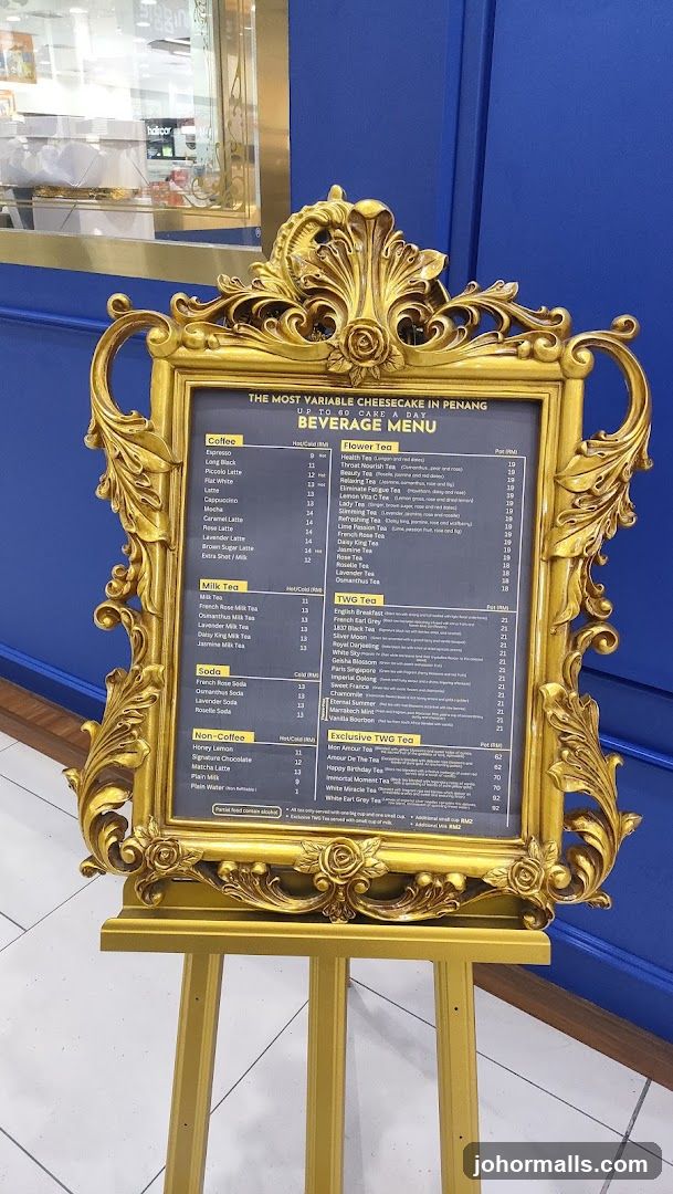 Beverage Menu at The Most Variable Cheesecake in Penang