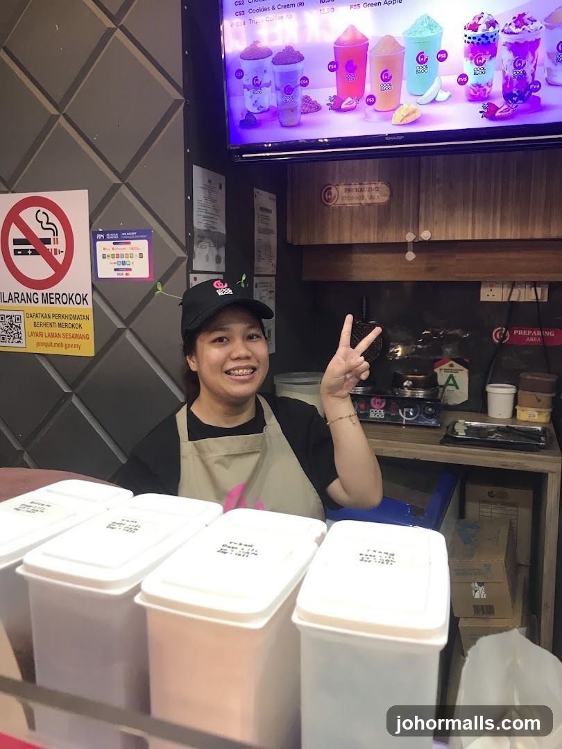Staff at beverage counter