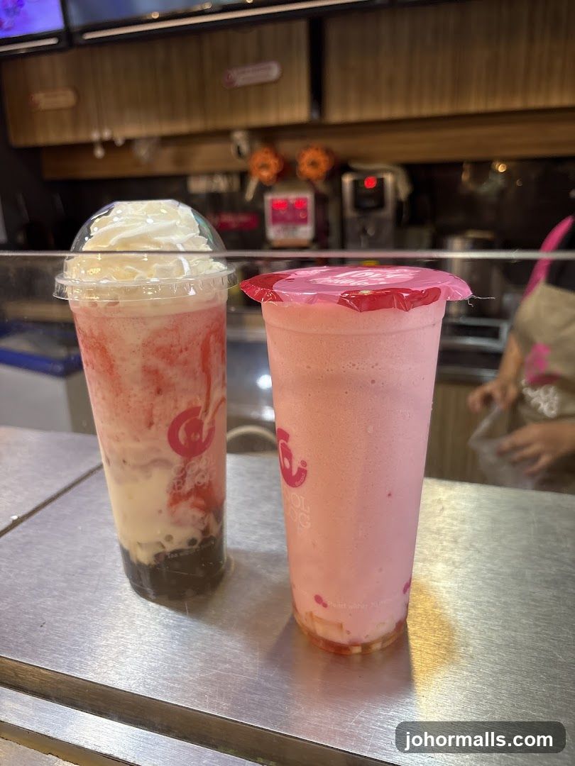 Two beverages on counter
