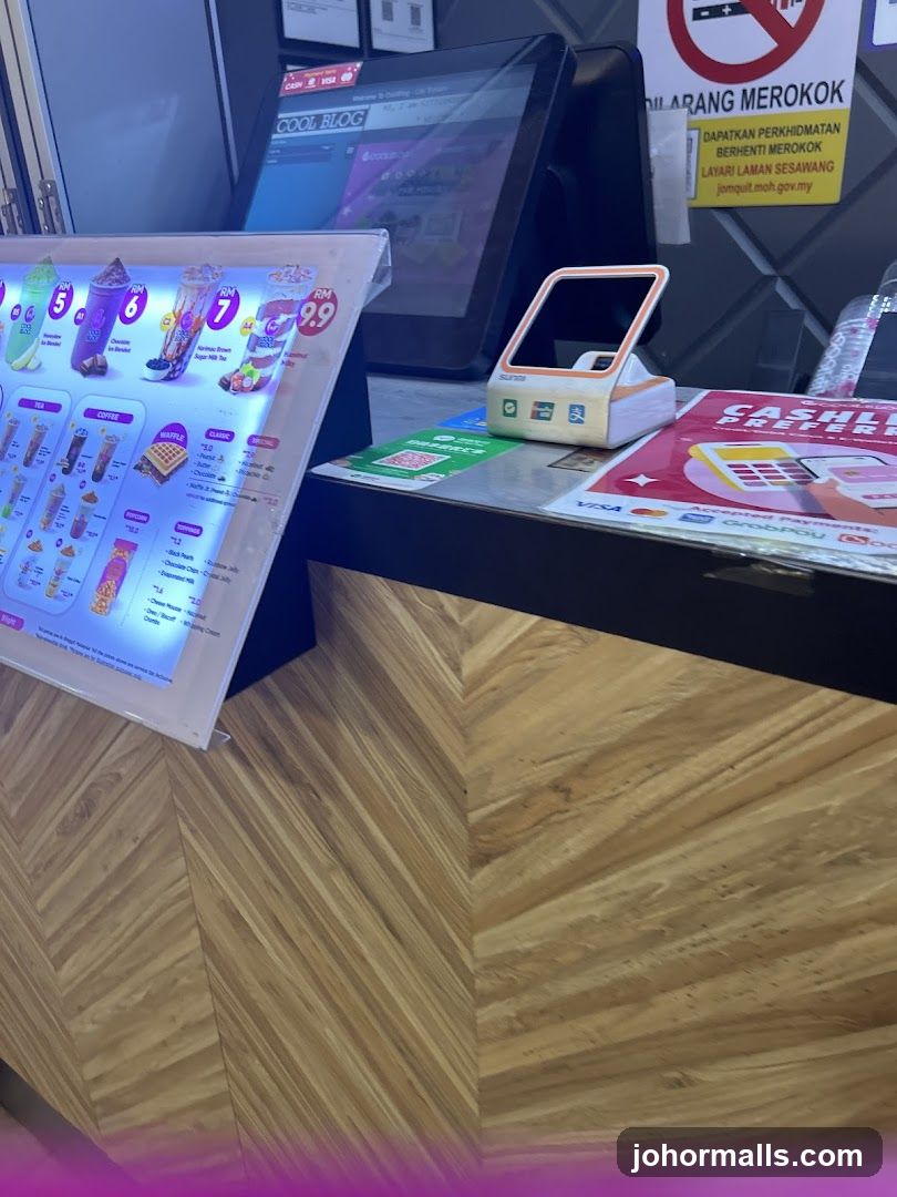 Counter Area with Payment Terminal and Menu Display