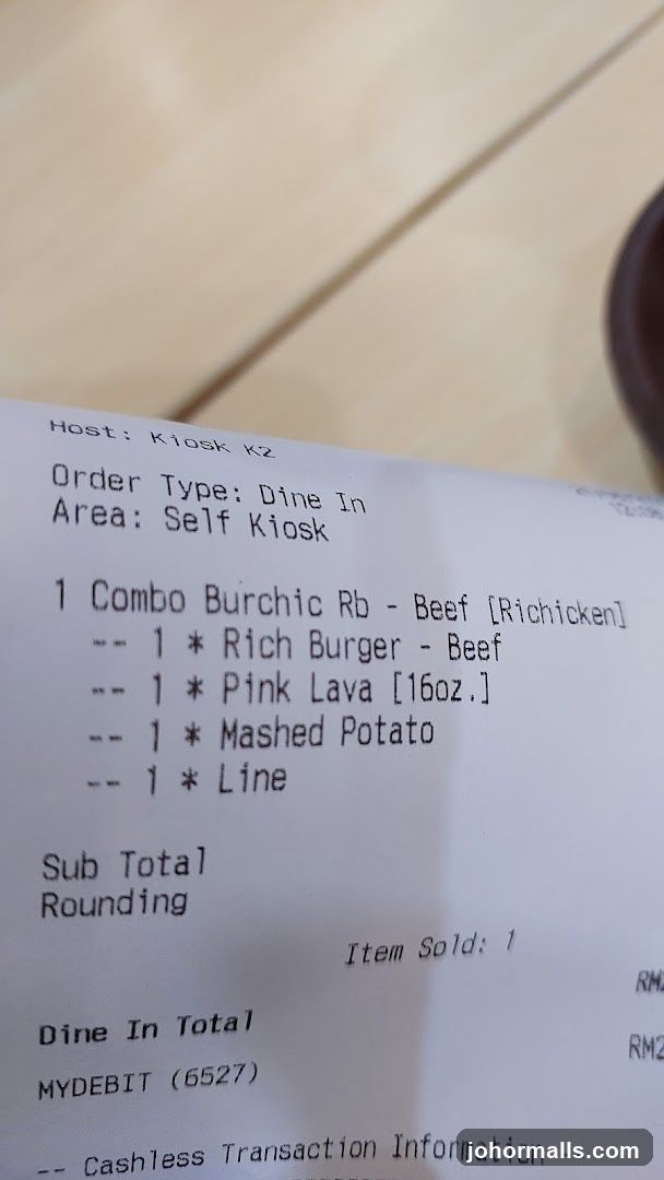 Receipt from Self Kiosk
