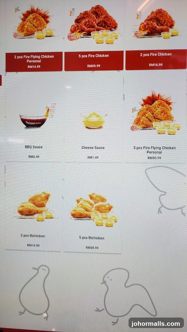 Richiken Fire Chicken Menu
