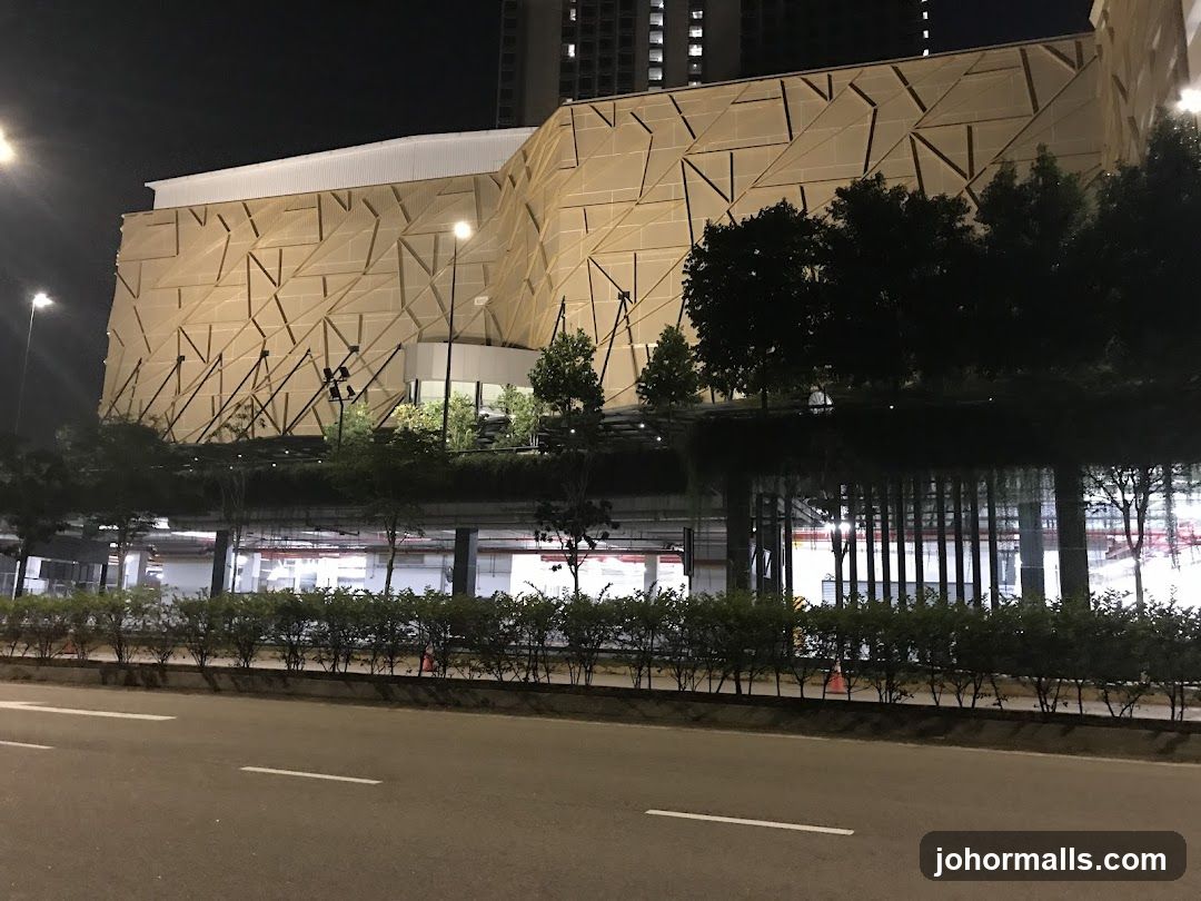 Nighttime exterior of modern building