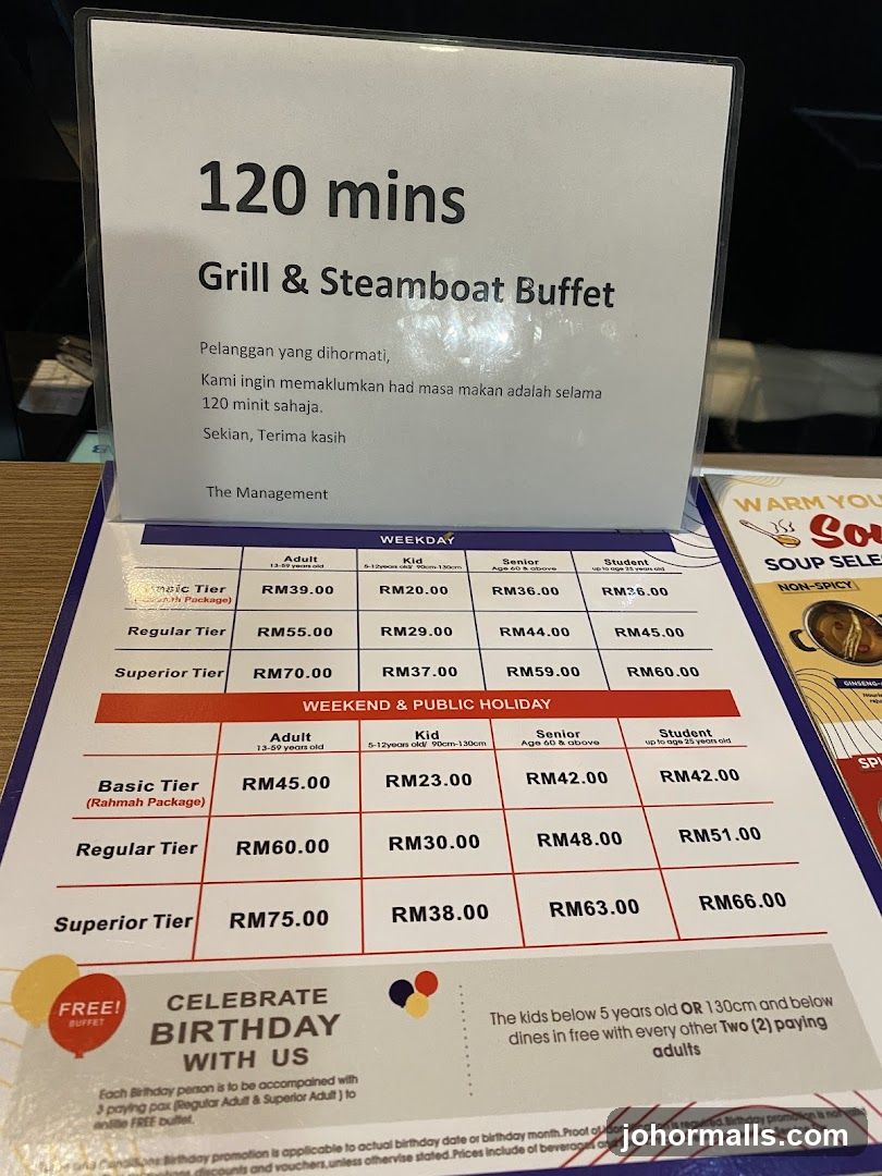 120 mins Grill & Steamboat Buffet