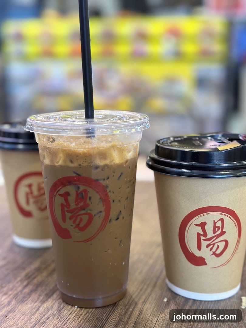 Coffee beverages at a café