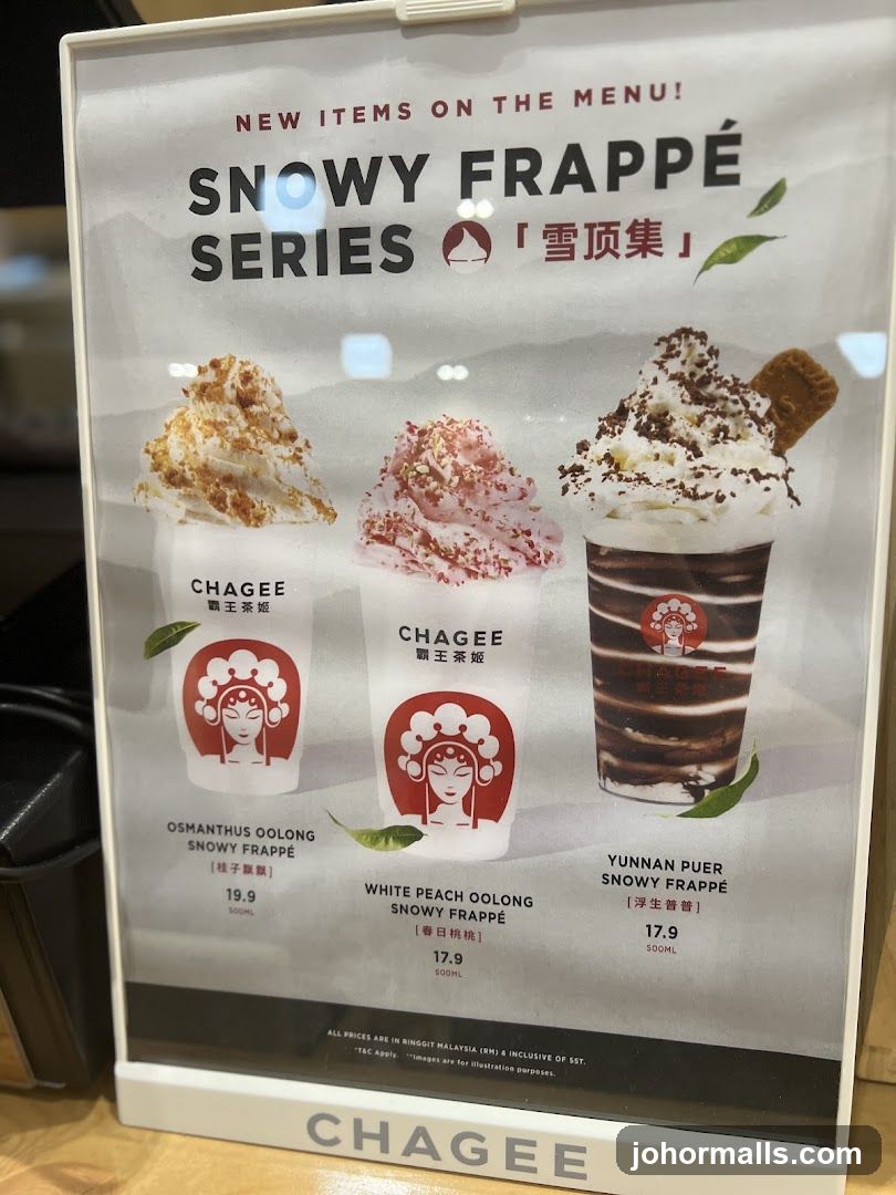 Chagee Snowy Frappé Series Menu