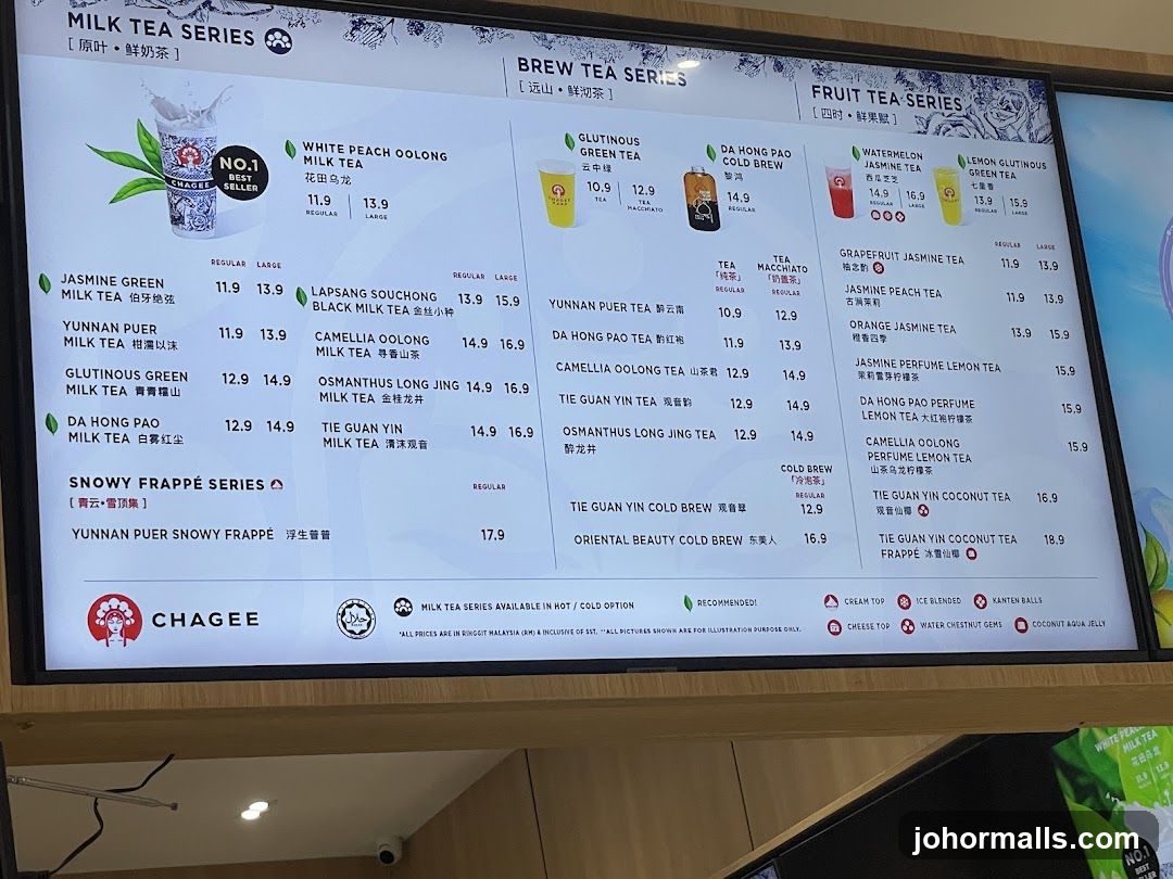 Chagee Menu Board