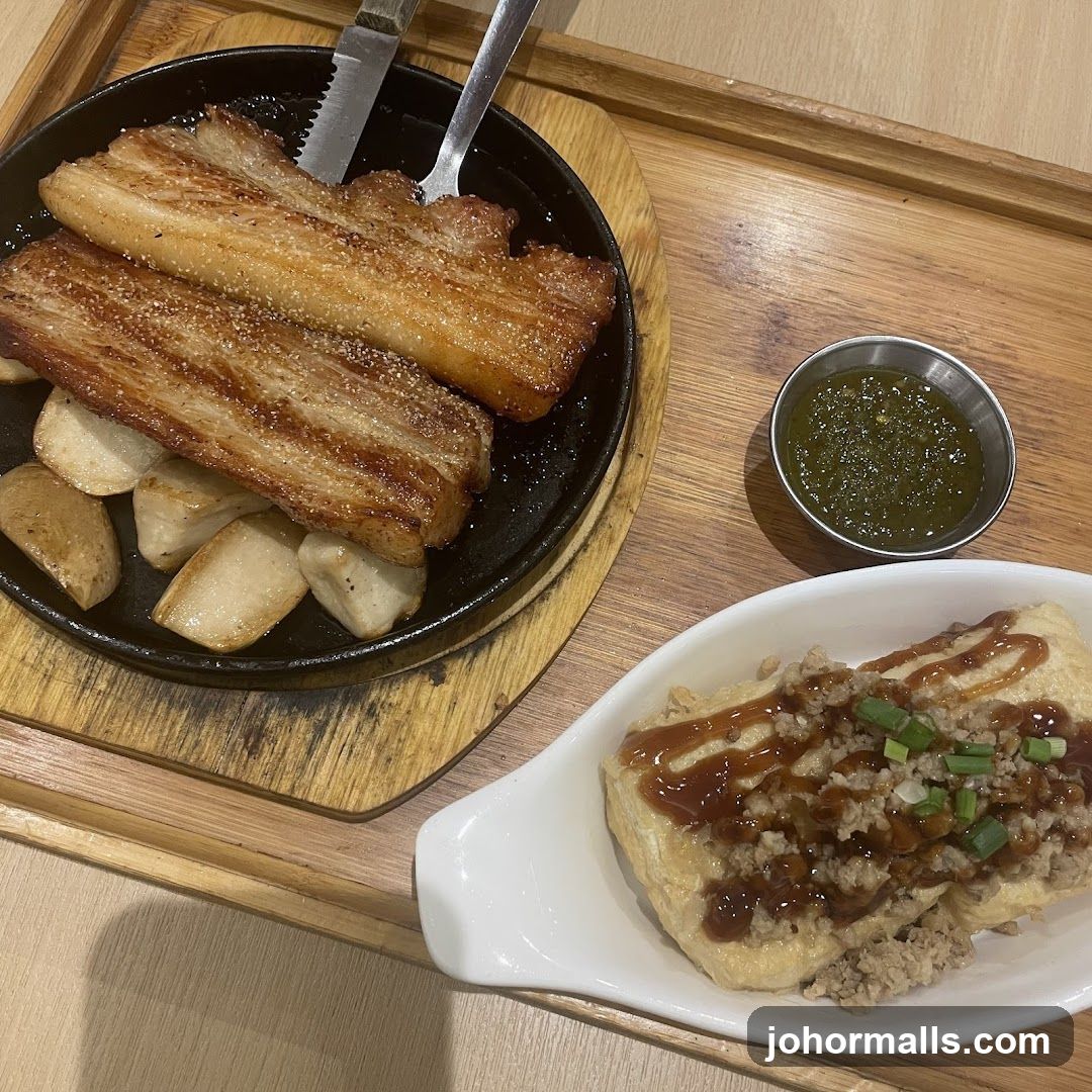 Food served on wooden tray