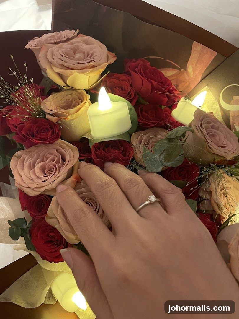 Hand with Ring on Flower Bouquet
