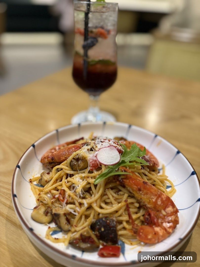 Pasta Dish with Drink