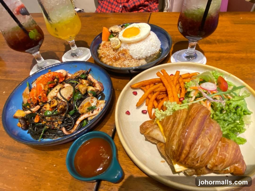 Dining Table with Food and Drinks