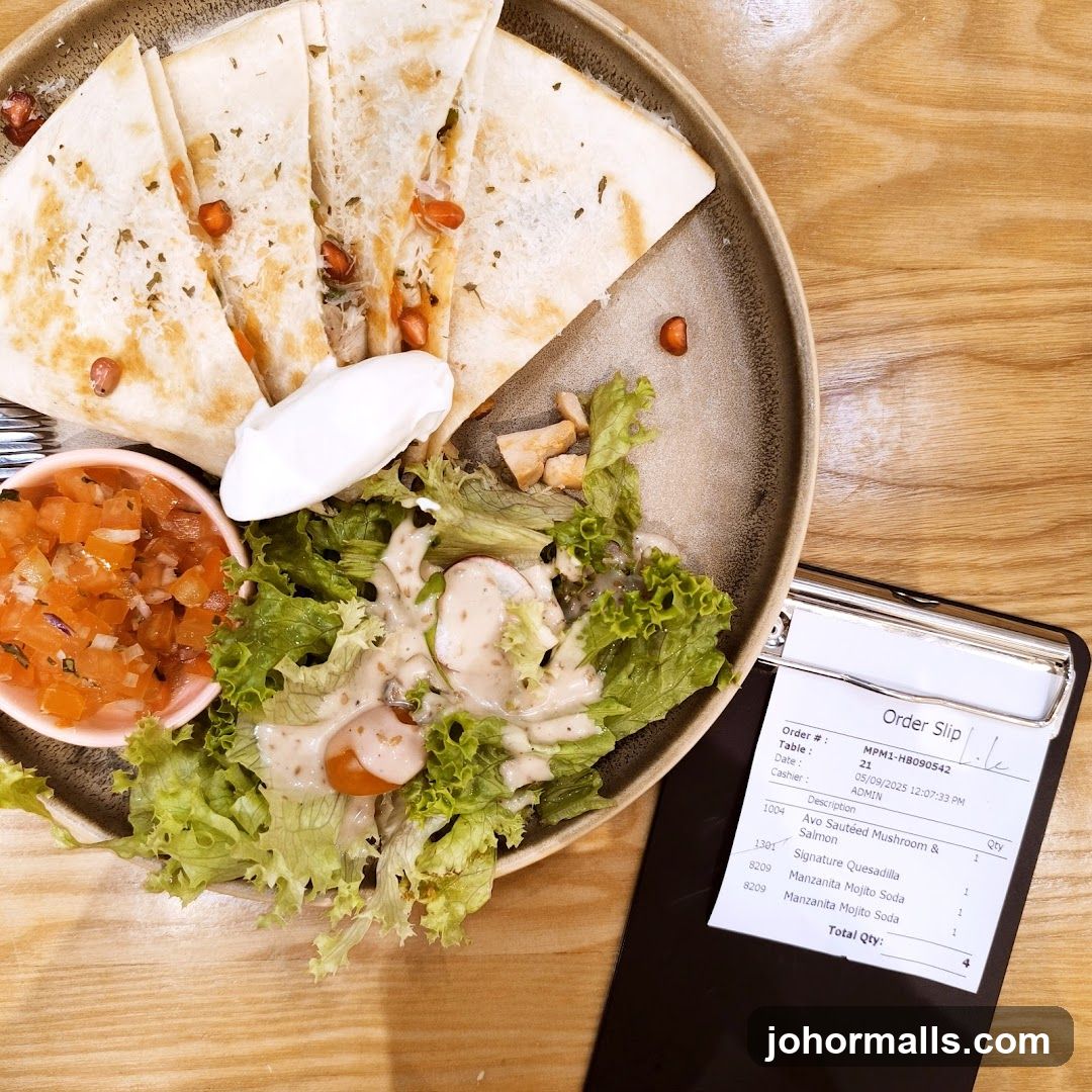 Food and Order Slip on Wooden Table