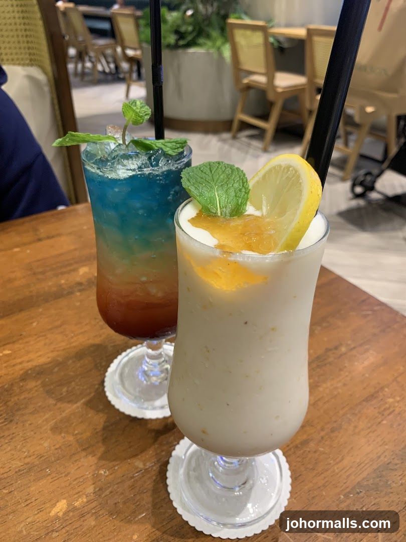 Two beverages on wooden table