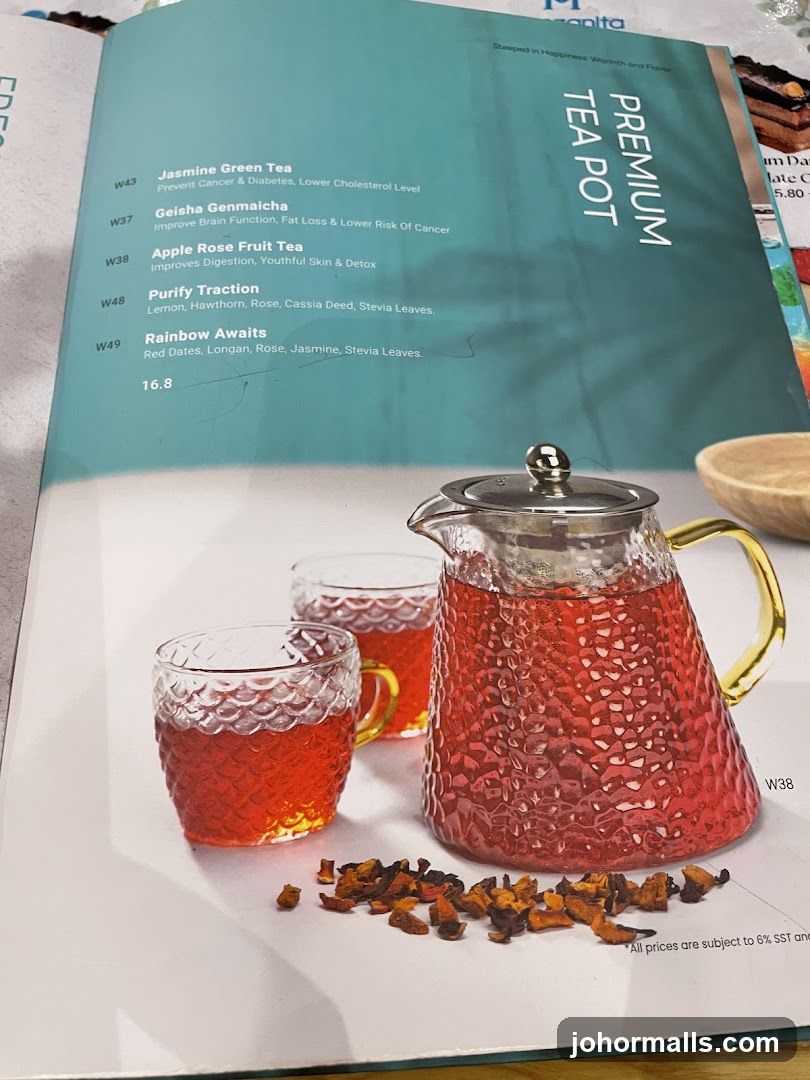 Premium Tea Pot Menu