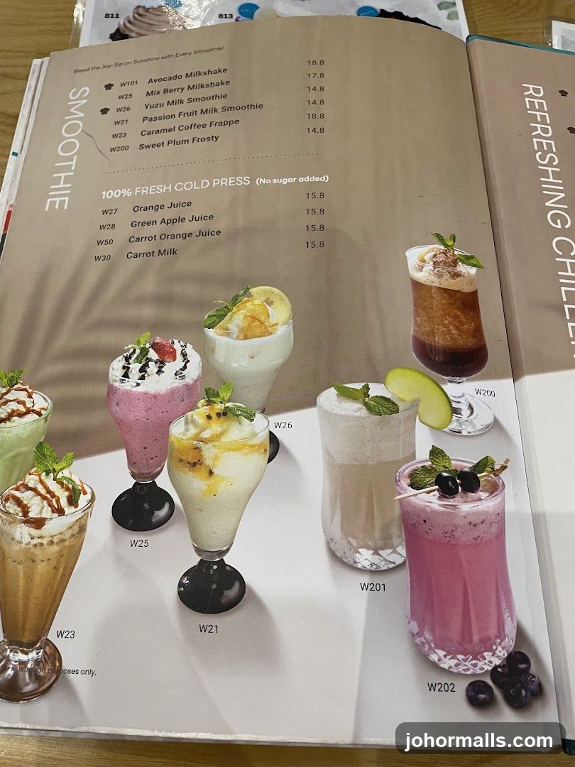Smoothie Menu Page