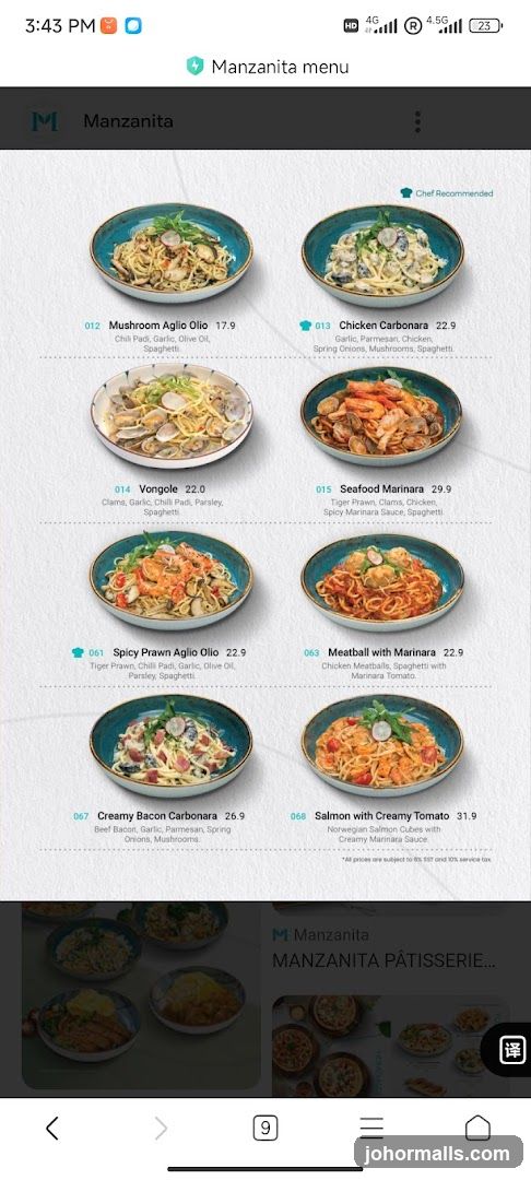 Manzanita Menu