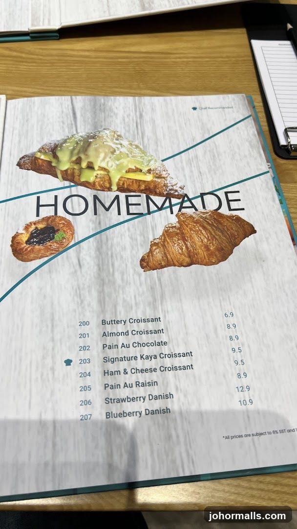 Homemade Pastries Menu