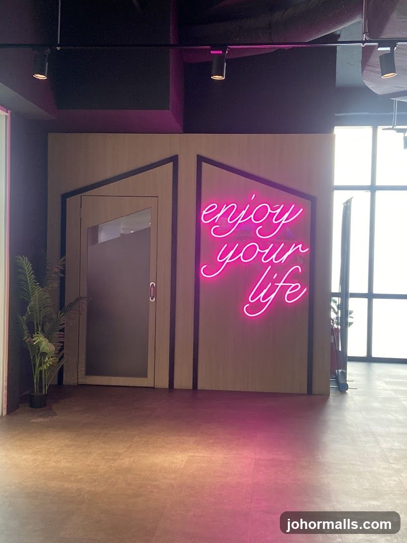 Interior with neon sign