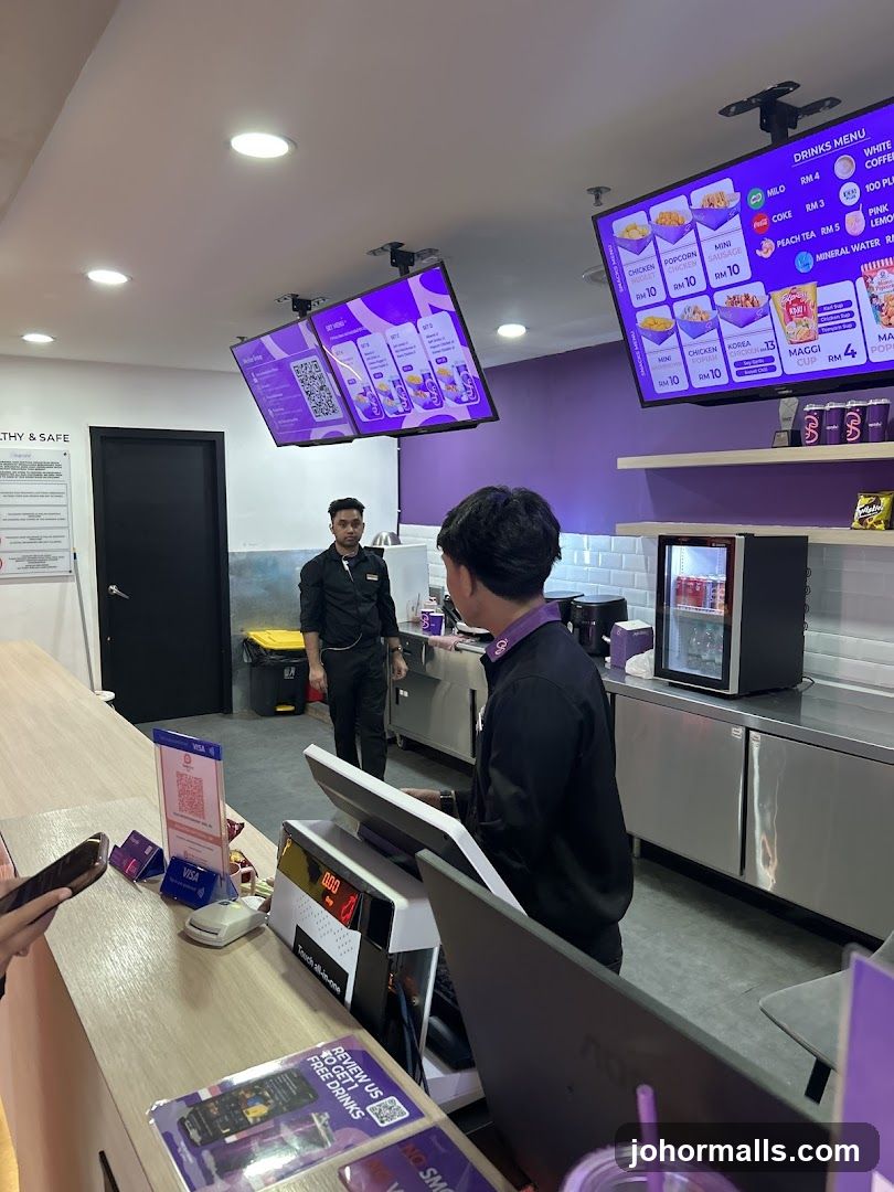 Interior of a food service counter