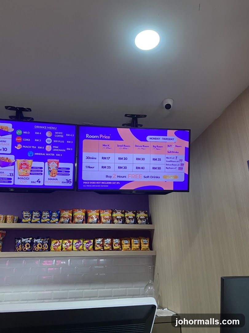 Room Price and Drinks Menu Display