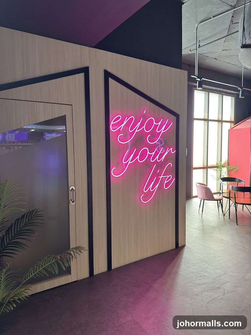 Interior Space with Neon Signage