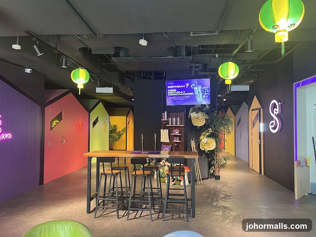 Interior of a colorful retail space