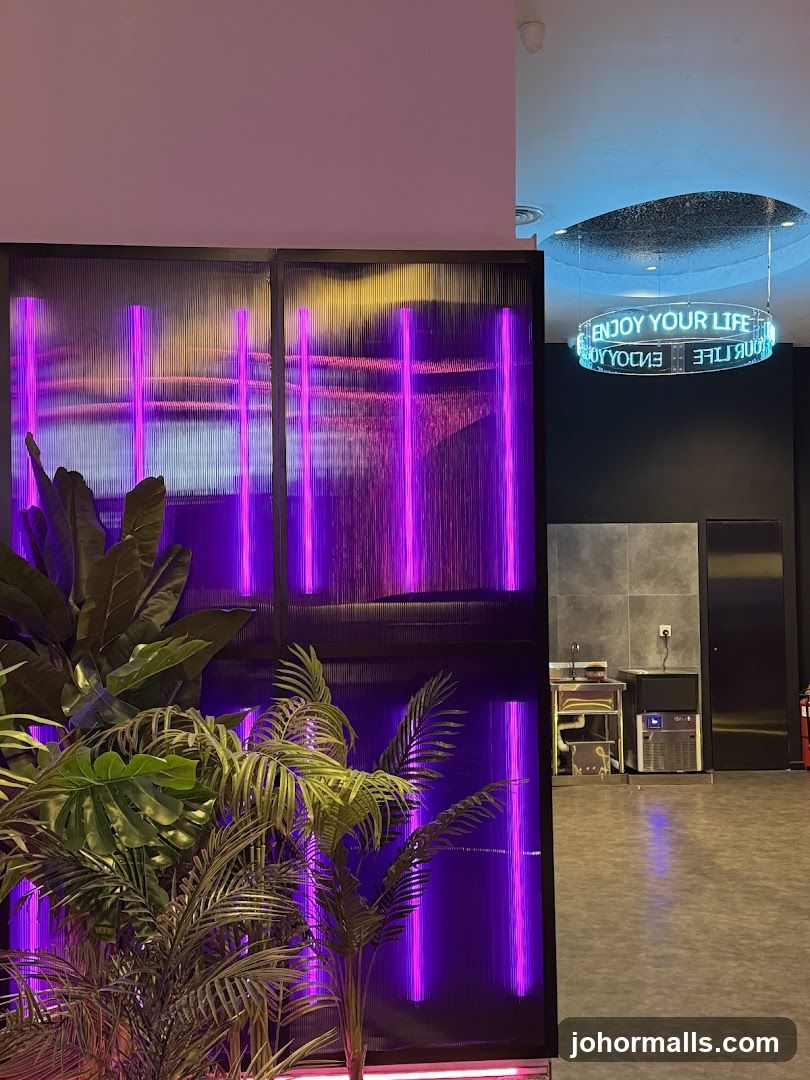 Interior Space with Neon Signage