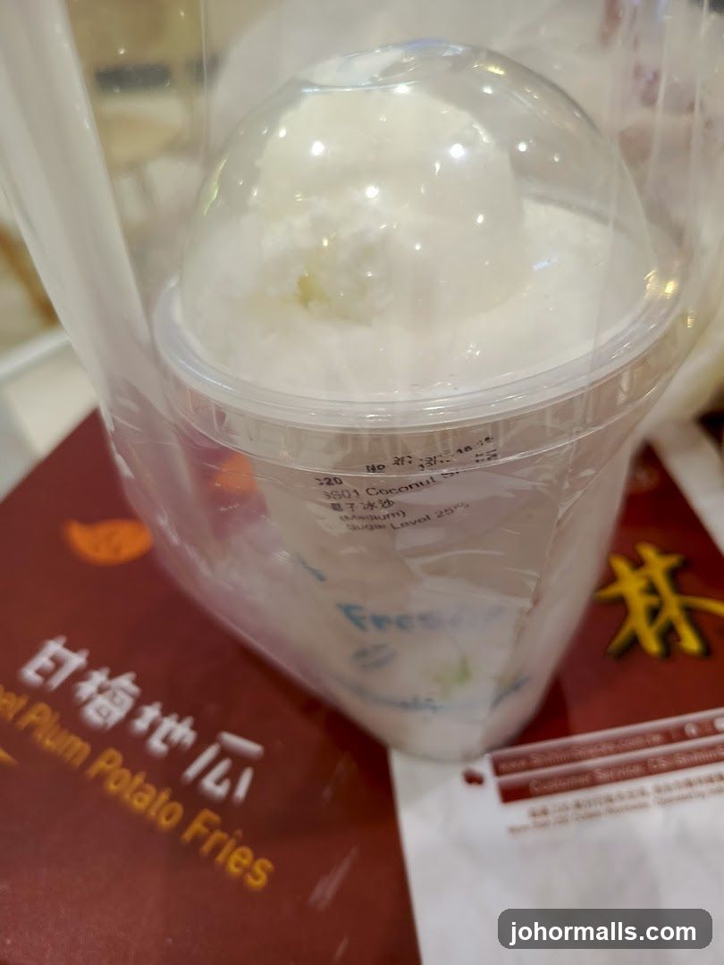 Coconut Shave Ice in Plastic Cup