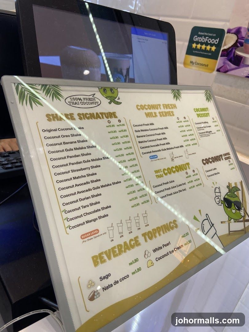 Coconut Shake Menu
