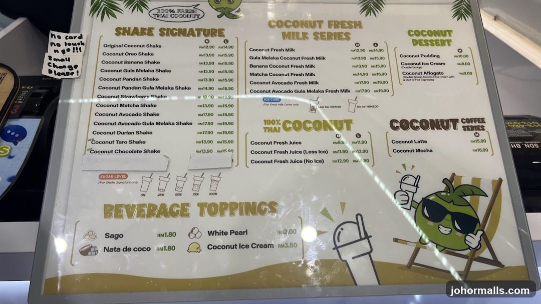 Coconut Drink Menu