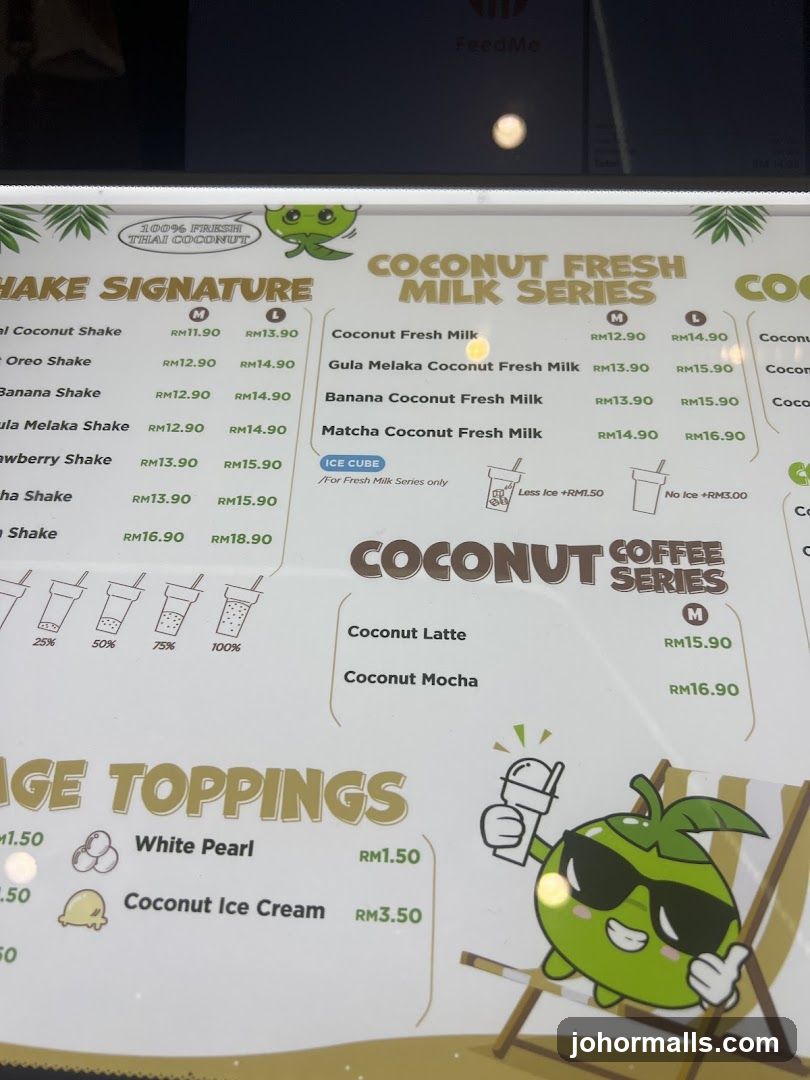 Coconut Fresh Milk Series Menu